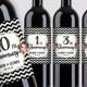 Custom Marriage Milestones, Anniversary Wine Bottle Label Set - Black & White Chevron Wine Labels (Set of 4) - DIY Print, Printable PDF