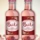 Bridal Shower Party Favor Mini Wine Bottle Labels, Customized - Pink Flowers Mini Wine Labels - DIY Print, Printable PDF