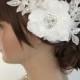 Bridal Lace Hair Comb, 3D Floral Wedding Headpiece, Bridal Lace Fascinator, Ivory pearl Comb, Wedding Hair, Bridal Hair, Accessories