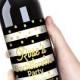Bachelorette Party Wine Bottle Labels, Customized - Bridal Shower, Black-White Stripes & Gold Dots - DIY Print, Printable PDF