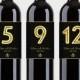 Customized Wine Bottle Table Numbers, Black & Gold Wine Labels - Wedding, Anniversary, Engagement Party etc. - Printable PDF