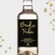 Bride Tribe Mini Wine Bottle Labels, Customized Party Favors - Gold & Black, Mini Wine Labels - DIY Print, Printable PDF