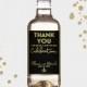 Thank You Party Favor Mini Wine Bottle Labels, Customized - Gold & Black, Mini Wine Labels - DIY Print, Printable PDF