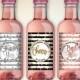 Bridal Shower Party Mini Wine Bottle Labels, Customized - Black-White-Gold, Silver or Rose Mini Wine Labels - DIY Print, Printable PDF