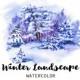 Winter landscape seamless patterns, scrapbooking paper. Digital images, small commercial use.