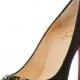 Candidate Pearly-Embellished Suede Red Sole Pump, Black