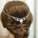 OOAK 1920s Bridal Hair Chain, Vintage Rhinestone Wedding Headband, Crystal Back of Head Bohemian Bride Headpiece Gatsby Hair Jewelry 1930s