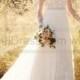 Essense of Australia Illusion Lace Wedding Dress With Tulle Skirt Style D2038