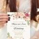 Floral Wedding Invitation Template, Boho Chic Wedding Invitation Suite, Wedding Set, , Editable PDF - you personalize at home.