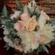 Pale Pink, Sage and Cream Wedding Bouquet, Cream and Pink Preserved Rose Bridal Bouquet, Dried Flower Bouquet, Hydrangea and Rose Bouquet