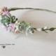 Wedding succulent ranunculus headband Bridal head wreath with succulents and flowers boho untailored floral crown Wedding floral tiara