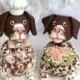 Pointer dog wedding cake topper, custom bride and groom based on family pet, with banner