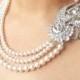 Art Deco Wedding Necklace, Statement Bridal Necklace, Triple Strand Pearl Bridal Jewelry, Vintage Wedding Necklace, BRIDGETTE