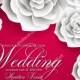 Vector paper flower origami rose. Wedding invitation floral template