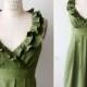 Green Olive Dress, Bridesmaid, Made to Order, Cotton with pockets