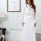 Allirea / Lace Boho Wedding Dress Featuring a Long Sleeve with Gemstone Details