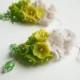 Polymer clay dangle earrings Flower green earrings Turquoise earrings Mint jewelry Handmade Floral jewelry Holiday earrings Flower jewelry