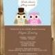Owl Couple Bridal Shower Invitations, Wedding, Blue, Polka Dots, Set of 10 Printed Cards, LGMPB, Look Whoo's Getting Married Blue and Brown