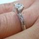 Diamond Engagement Ring 0.73 Carat 14K White Gold Handmade Micro Pave Certified