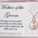 Mother of the Groom gift from Bride  Sterling silver infinity necklace Swarovski pearl wedding bridal party gift for groom's mom