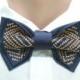 father day gift embroidered men's bow tie navy blue bowtie brown neck tie wedding nautical tie groomsman maritime seaside wedding page boys