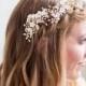 Gold Flower Headpiece, Ivory Flower Hair Vine, Hair Clips Wedding Hair Accessories, Flower Headpiece, Bridal Accessories, Gold Hair Clip
