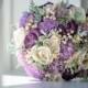 Alternative Bridal Bouquet - Luxe Collection Bridal Bouquet- Purple, Sola Flowers, Dusty Miller
