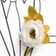 Wedding Boutonniere/Paper Flower Boutonniere/Gold and White Boutonniere/Groom's Boutonniere/ Wedding Boutonniere