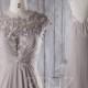 2016 Light Gray Chiffon Bridesmaid Dress, Lace Cap Sleeves Wedding Dress, Sweetheart Illusion Prom Dress, Ball Gown Floor Length (H359)
