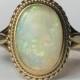 Vintage Opal Ring. 2+ Carat Oval White Opal. 9K Yellow Gold Setting. Unique Engagement Ring. October Birthstone. 14th Anniversary Gift.
