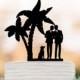 Gay Wedding Cake topper with dog. Gay silhouette wedding cake topper same sex mr and mr, funny wedding cake topper tree, unique cake topper