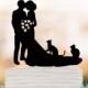 Bride and groom Wedding Cake topperwith two cats, bride and groom wedding cake topper silhouette, cat cake topper acrylic