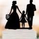 Family Wedding Cake topper with girl, bride and groom silhouette wedding cake toppers, funny wedding cake toppers with child
