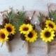 Sunflower Boutonniere, Fall Wedding Rustic Groom Boutonniere