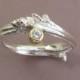 Oak Moissanite Twig Engagement Ring - Sterling Silver and 18k Gold