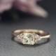 5.5mm Charles & Colvard Princess Moissanite Ring, CC Forever Classic Stone Ring,  Engagement Ring, Solid 14K Rose Gold Ring,Diamonds Paved