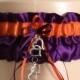 Plum Purple and Orange Wedding Garter Set, Bridal Garter Set, Keepsake Garter,
