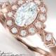 Vintage Art Deco Ring - Promise Ring - Vintage Ring - Rose Gold Engagement Ring - Wedding Ring - Sterling Silver