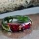 Carnation Flower Resin Ring, Nature Flower Ring, Burgundy Ring, Promise Ring, Bridesmaid gift, Nature engagement ring, Romantic Ring