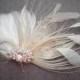 White, Ivory, weddings, facinator, Bridal, Hair, Accessories, Feather, Piece, Fascinator, Peacock, Bride, brides - WHITE PRINCESS