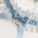 Something Blue Wedding Garter Blue with Bow and a single blue Crystal, a lovely bridal shower gift