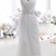 Simple Sheath-Column One Shoulder Natural Floor Length Chiffon Sleeveless Zipper Wedding Dress with Beading pr1521 - Top Designer Wedding Online-Shop