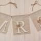 Mrs Mr Rustic Banner Wedding Sign With Burlap and lace Shabby Chic Rustic Custom Color Letters