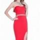 Red Strapless Slit Gown by Terani Couture Prom - Color Your Classy Wardrobe