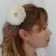 Fascinator Veil Clip, Ivory hair Flower, Bridal Fascinator, Wedding Fascinator, Ivory Fascinator