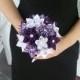 Paper Wedding Flowers Custom Bridesmaid Bouquet -  Kusudama - Origami - Purple - Damask