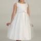 White Satin Bodice Communion Dress w/ Lace Waist & Tulle Skirt Style: DSK409 - Charming Wedding Party Dresses