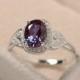 Alexandrite ring, oval cut ring, sterling silver