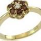 Garnet Diamond Ring, Flower Garnet Engagement Ring, Unique Garnet Ring, January Birthstone Ring, Birthstone Jewelry, Garnet Jewelry, Gifts