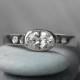 White Gold White Sapphire Engagement Ring, 14k Palladium White Gold, Conflict Free Natural Sapphire Artisan Wedding Ring, Eco Friendly